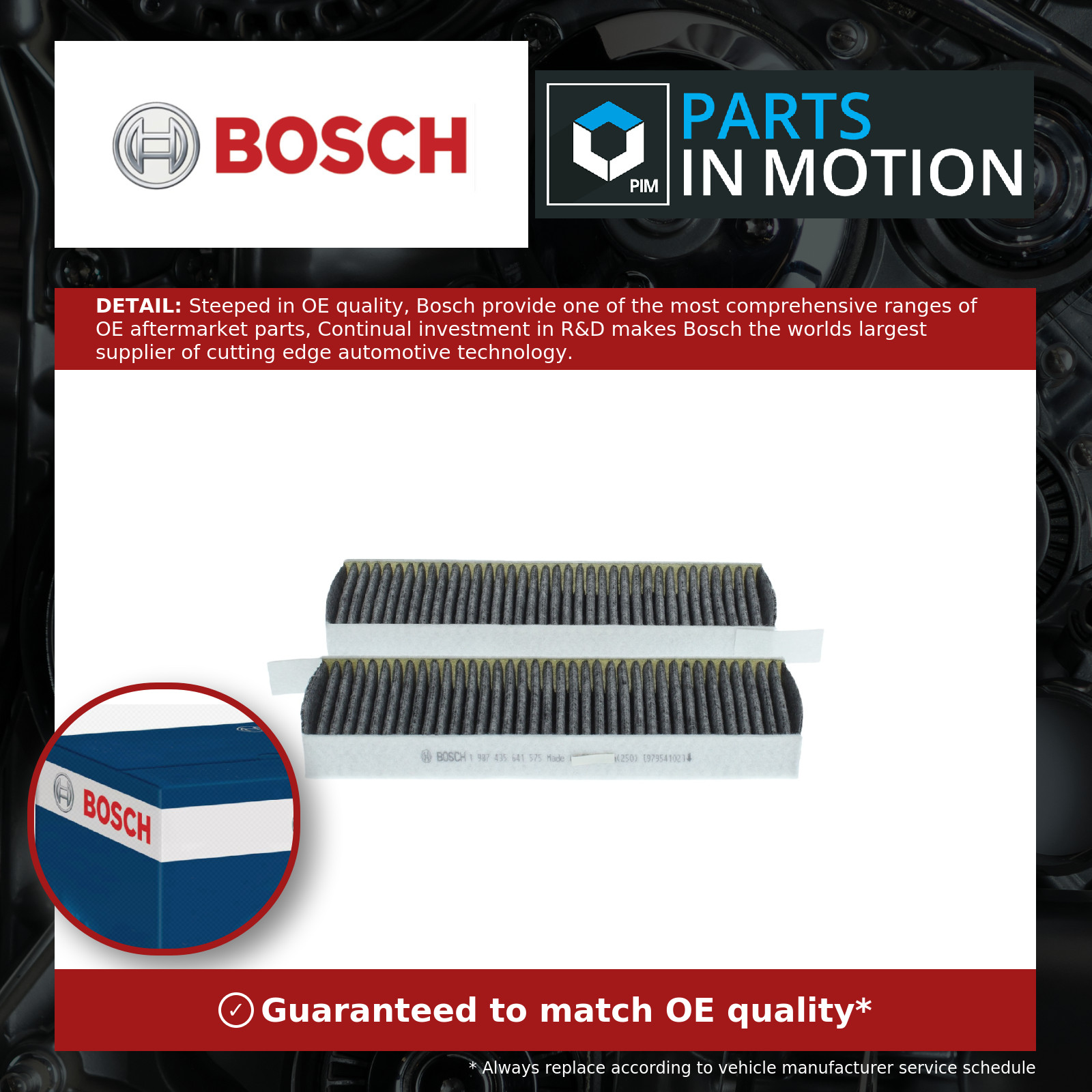 Pollen / Cabin Filter fits PEUGEOT TRAVELLER 1.5D 1.6D 2.0D 2016 on Bosch New