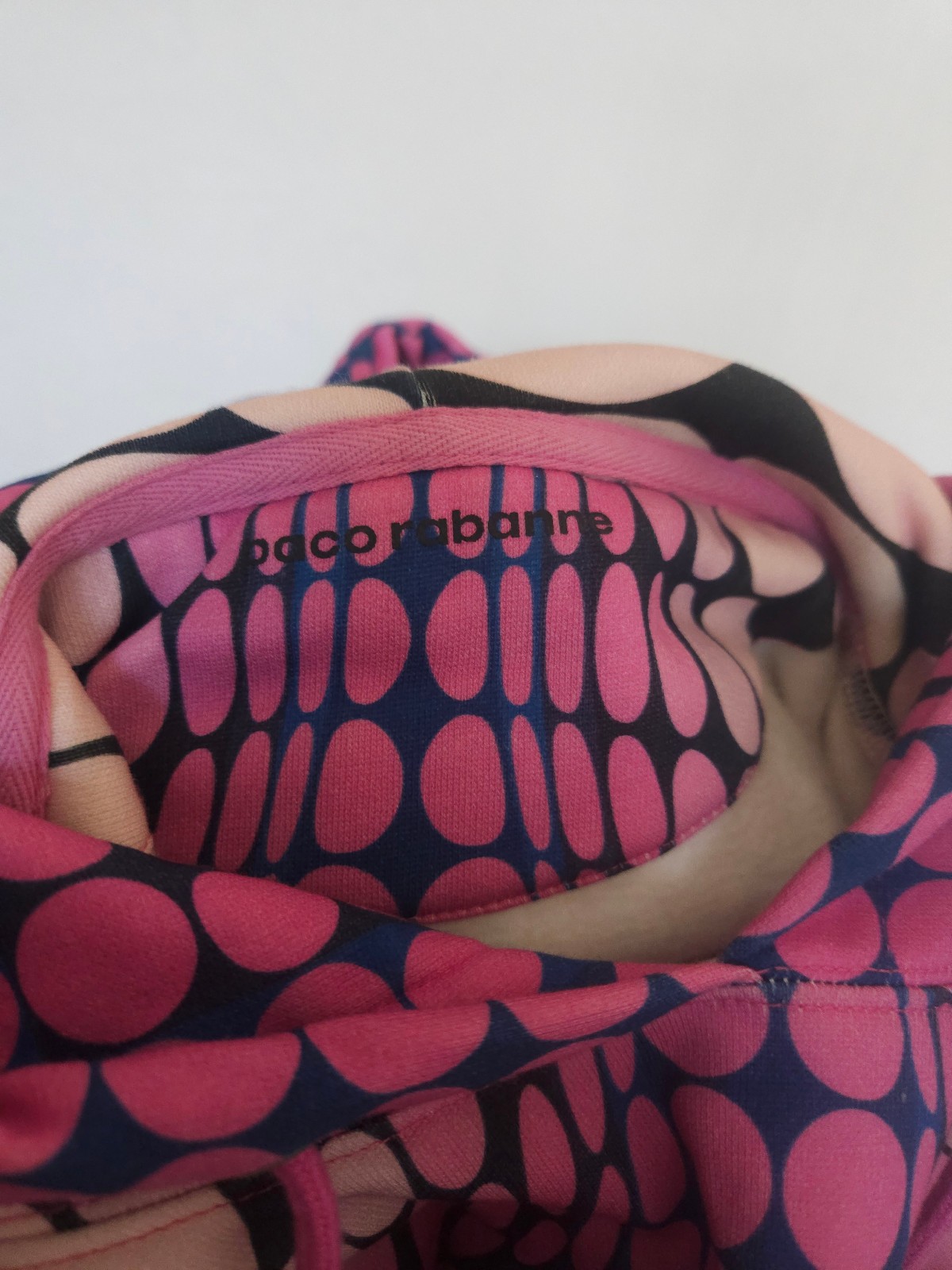 Paco Rabanne SS22 Abstract-Print Hoodie Pink Black Organic Cotton Sweatshirt, S image 5