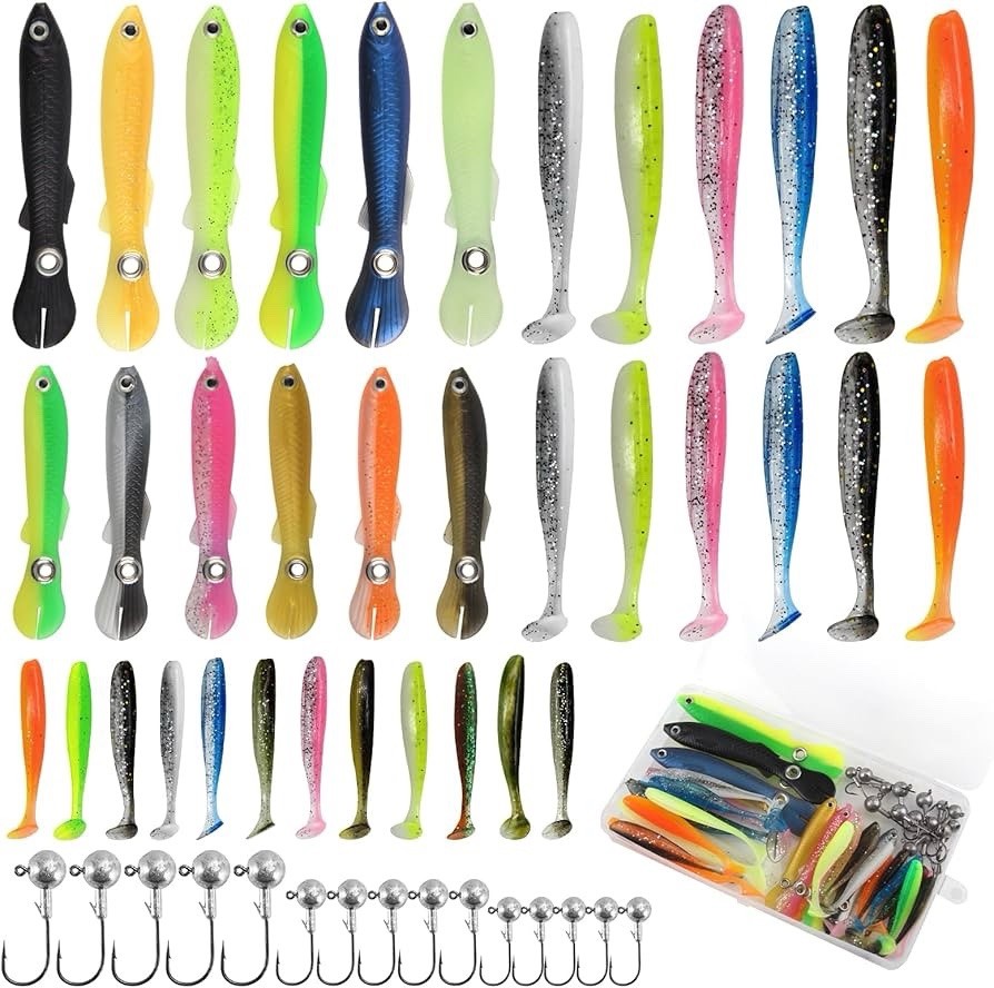 Kit de 51 leurres souples Vaskula de haute qualité pour la pêche de la truite et du grand brochet