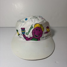 Vintage Barney Dinosaur Painters Hat Cap Youth kids 1992 RARE 90s Collectible
