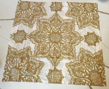 Pottery Barn Britt Medallion Cotton Euro Sham Pillow Cover -Yellow White & Gold