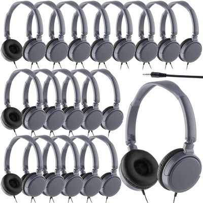 Yunsailing 18 Pack Classroom Headphones Bulk Student Wired Class Headphones Set