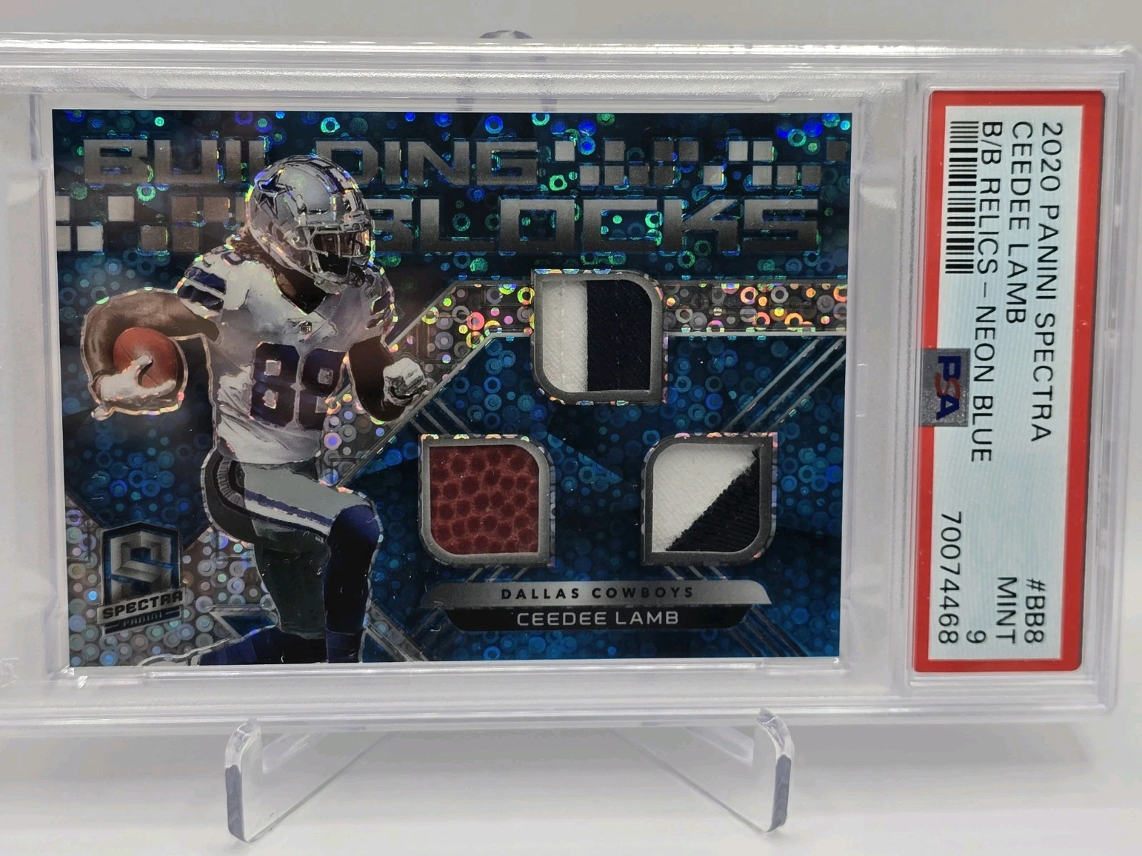 CeeDee Lamb Panini Spectra Building Blocks Relics #BB8 Neon Blue