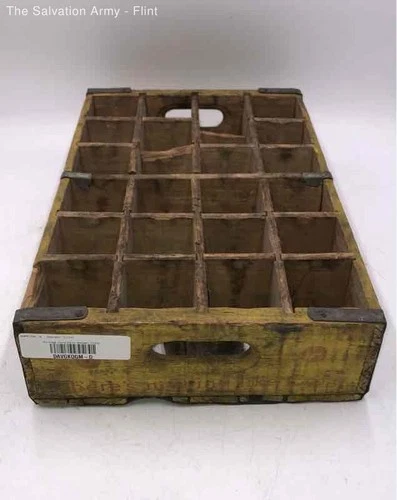 Vintage Coca-Cola Yellow Red Lettering Wooden Soda Pop 24 Bottle Coke Crate