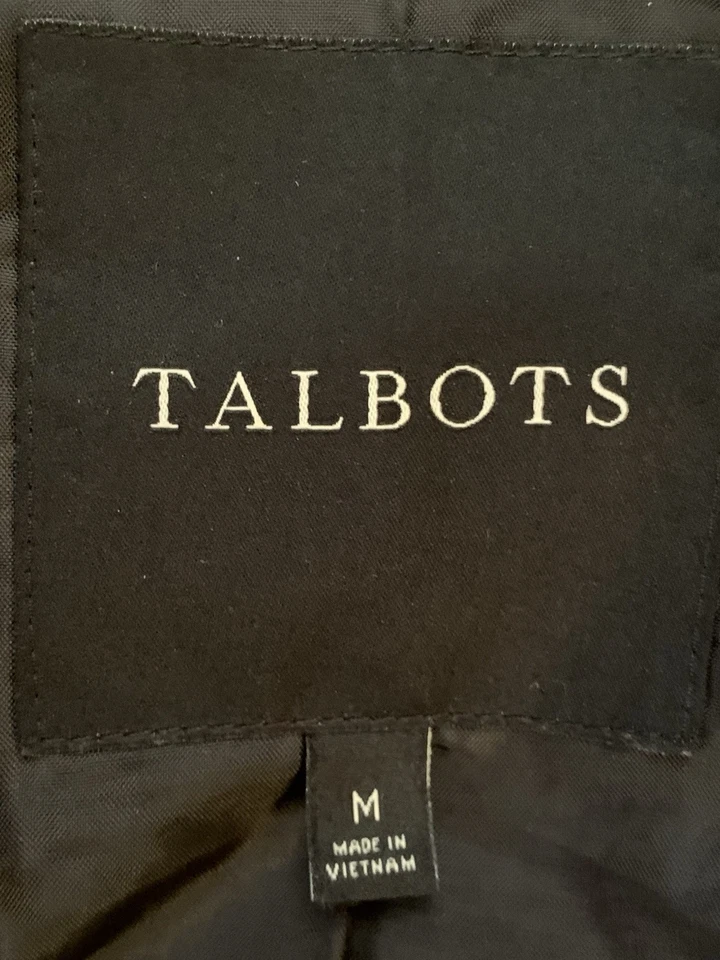 Talbots Down Puffer Jacket Parka Coat Women Size M Black Pockets - Image 2 of 4