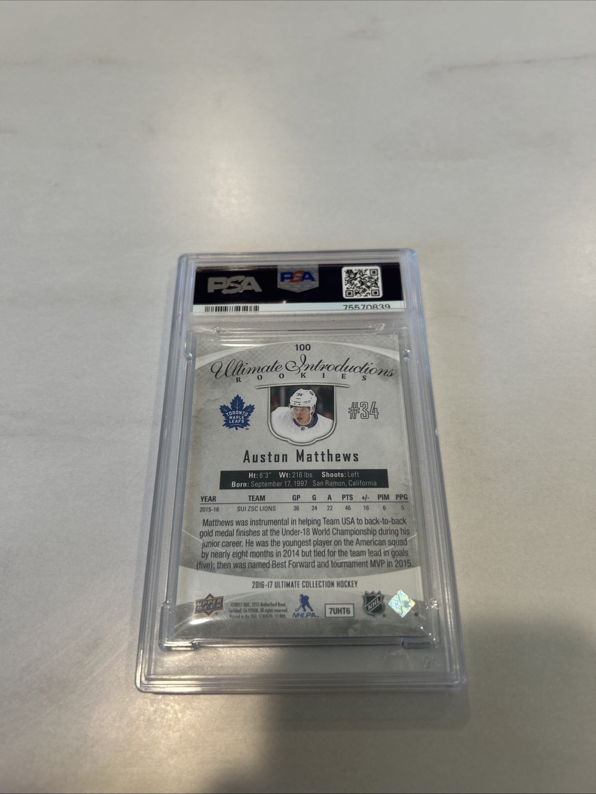 2016-17 Ultimate Collection - Ultimate Introductions Auston Matthews Rookie /25 view 2