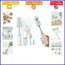 Baby Bottle Brush Kit with Press-Foam Silicone Bristles, Green, Travel Bag