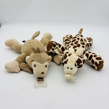 LOT of 2 Philips Avent Pacifier Binkie Teether Holder Plush Giraffe Monkey