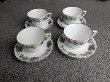 4 x Royal Worcester, The Worcester Hop Mathon Cup & Saucers