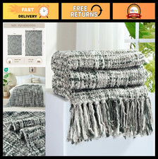 Cozy Multi-Color Cable Knit Throw Blanket 50"X60" - Boho Style with Tassels