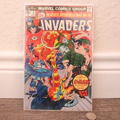 The Invaders #4  vs U-Man!  MVS!  Subby, Cap, Torch!   1976 Marvel Comics