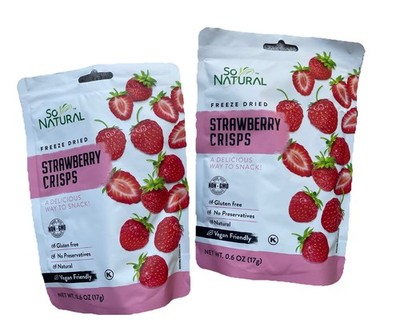 NEW So Natural Freeze Dried Fruit Strawberry Crisps Gluten-Free Pack of 2 Vegan