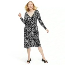 NWT Women's Long Sleeve Midi Sea Spots Black Wrap Dress - DVF for Target M