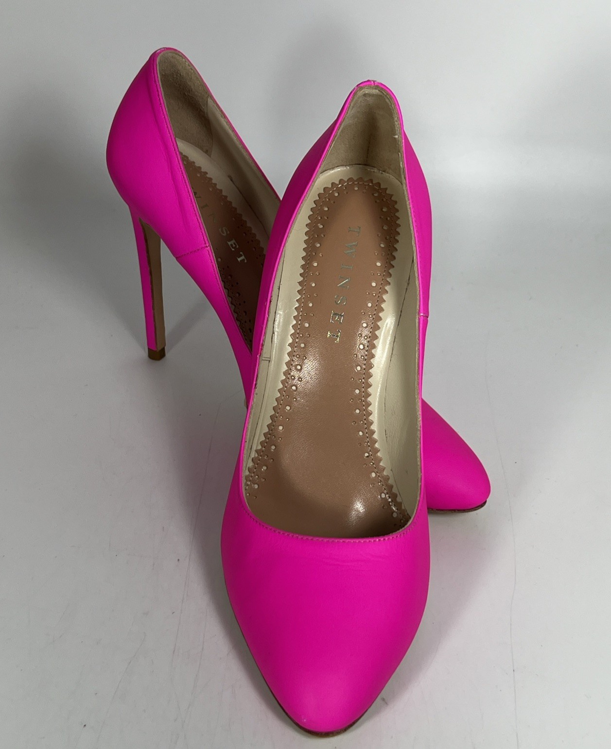 TWIN-SET SIMONA BARBIERI Fuchsia Pumps Shoes Size EU39 US8.5 Hot Pink Round Toe