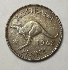 1943 Australia 1 Penny – KM#36 – Lightly Circulated – Short Denticles
