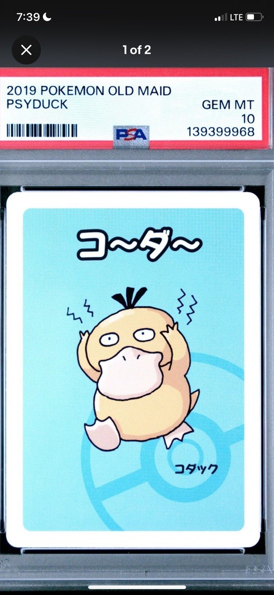 2019 POKEMON JAPANESE OLD MAID PSYDUCK PSA 10 GEM MT( PRISTINE