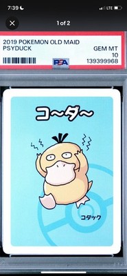 2019 POKEMON JAPANESE OLD MAID PSYDUCK PSA 10 GEM MT( PRISTINE