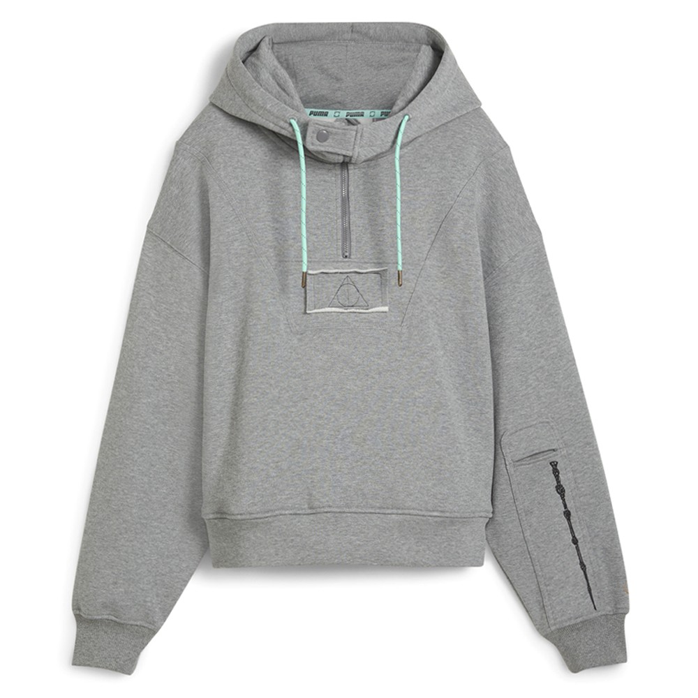 PUMA  X Harry Potter Half Zip Hoodie Womens Grey Casual Athletic Outerwear 62781