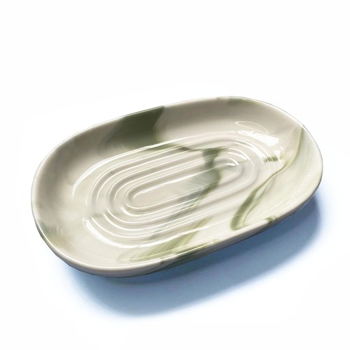 Soap Dish Ceramic, Decorative Ceramic Soap Holder with Unique Marble Textures...
