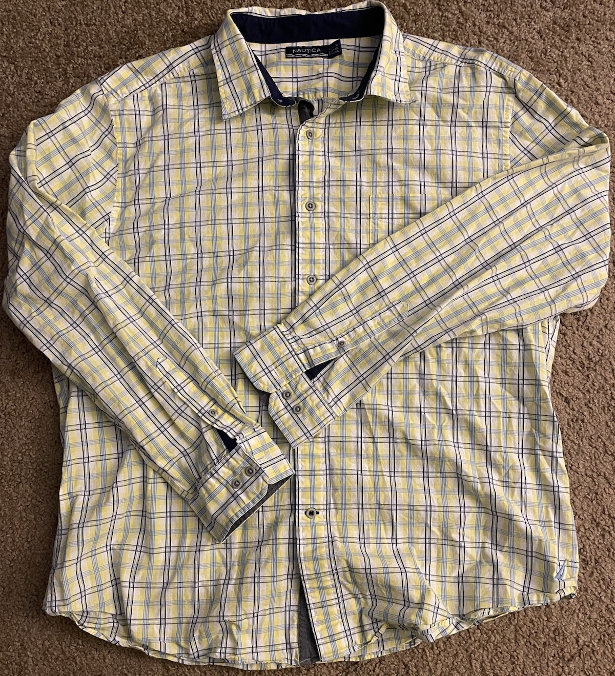 Nautica Button Down Shirt Mens Size XL Multicolor Plaid Pattern JBHS-image