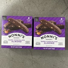 Real Dark Chocolate Almond Biscotti Italian Cookies - 2 Boxes Nonni  s Snack
