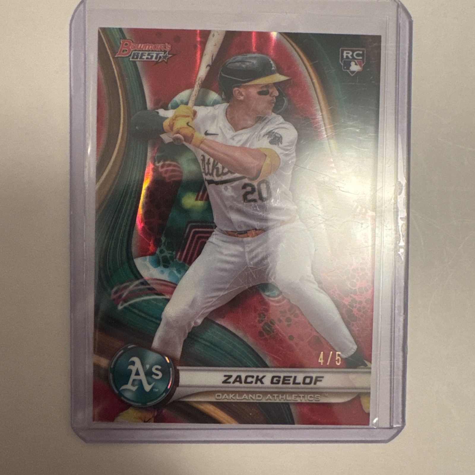 2024 Bowman's Best Red Refractor /5 Zack Gelof Rookie RC Oakland Athletics