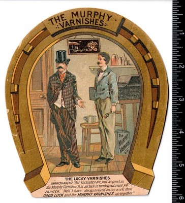 Lucky Murphy Varnish Horseshoe Big Die-Cut Victorian Advertising Trade Card j.US