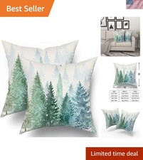 Pine Tree Watercolor Throw Pillow Covers 18x18 - Set of 2 Rustic Decor