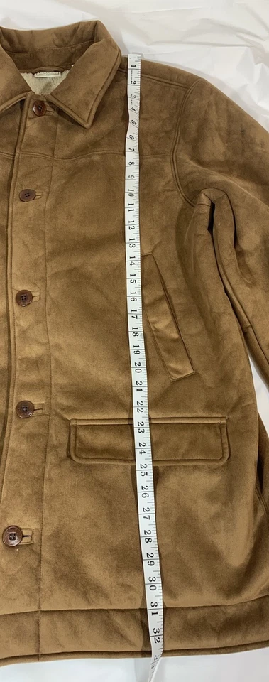 Chaqueta De Colección LL Bean Para Hombres L Marrón Imitación Gamuza Forrada Sherpa Informal Granero Tareas Senderismo Foto 4 de 4
