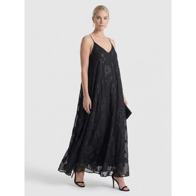 Women's Laundry by Shelli Segal Black Floral Jacquard Maxi Dress Size 12