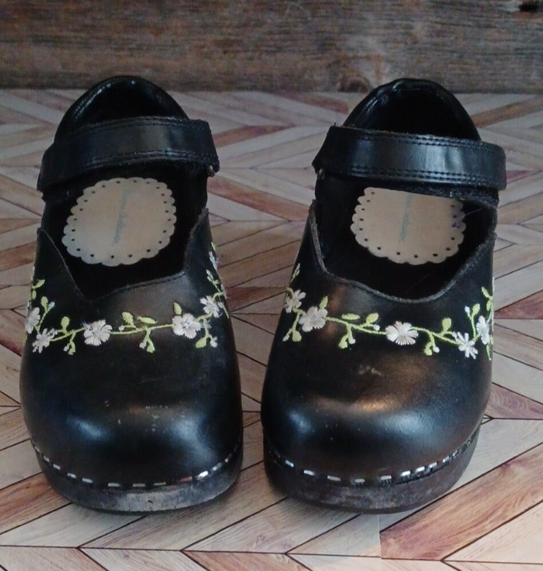 SAOLA Zoccolo scarpa bambina Hanna Andersson Mary Jane suola in legno misura 12 5 13 31 nero