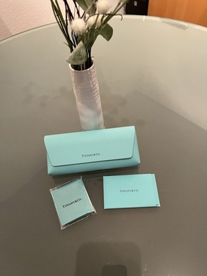 Neues , edles Tiffany & Co. Iconic Türkis L Brillenetui & Microfasertuch NP149 