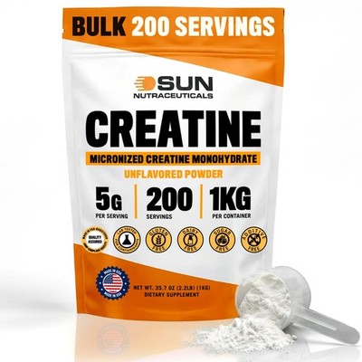 Micronized Creatine Monohydrate Powder 1kg 2.2lbs, 200 Servings  Bulk Creatin...