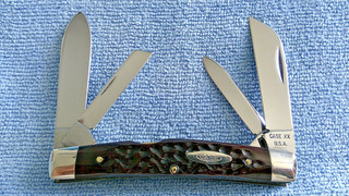 Case 1974 Unused 6 Dot 6488 Exceptional Red/Brown Bone Big Congress Knife