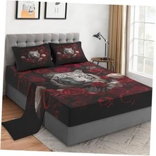 Size Bed Sheet Sets with Pillowcases, White Tiger Animal 3 Twin Tiger With Rose