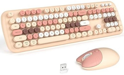 Compare @ $72.99 Atelus Wireless Keyboard and Mouse Typewriter Style Pink Milk