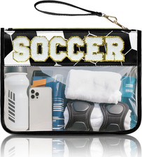 Soccer Gifts Makeup Bag with Chenille Letter Patch, for Boys 8-12 Football Stuff