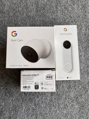 Google Outdoor camera with power supply & Google Doorbell camera