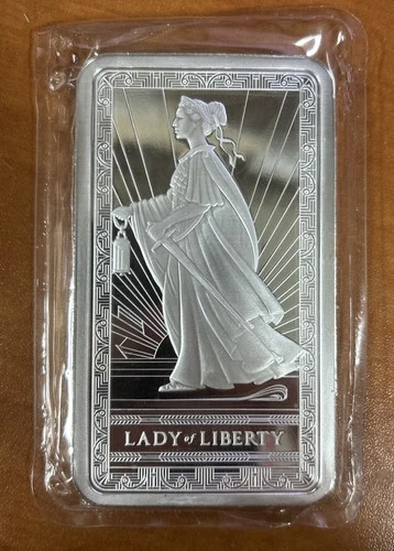 Pamp Suisse Lady Of Liberty 10oz Ten Troy Ounce .999 Fine Silver Bar Sealed