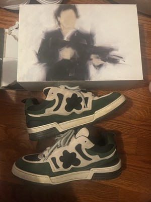 Flower Instincts Men's Athletic Low Top Lace-Up Sneakers Green/White/Black