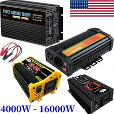 4000W - 16000W Car Power Inverter Watt DC12V to AC 110V Sine Wave Converter USA