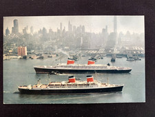 SS United States Postcard America and SS United States in New York