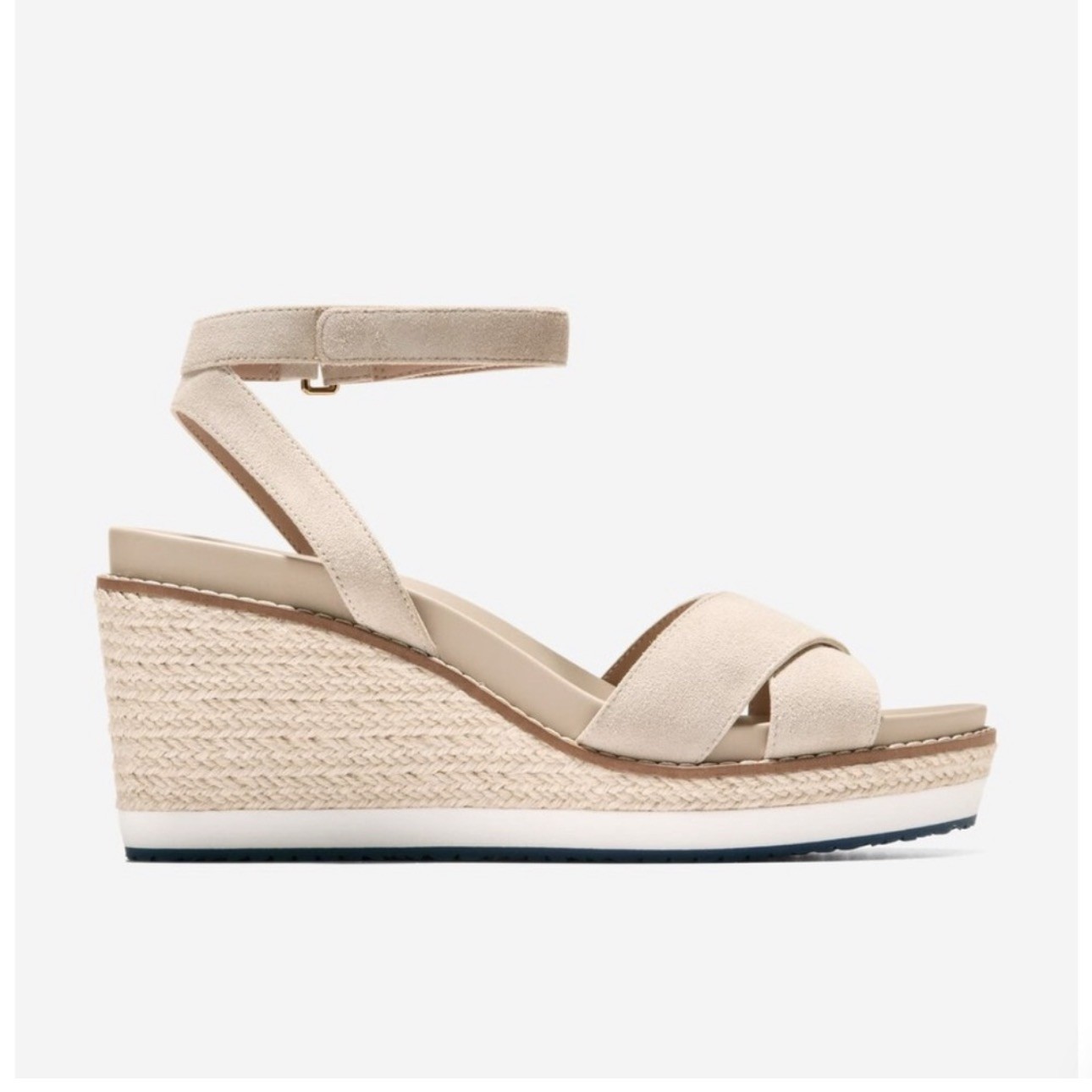 Cole Haan Womens Cloudfeel Espadrille Sandals Wedge Heel Beige Suede Strappy 8B