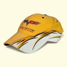 Vintage Corvette Racing Yellow Hat Baseball Cap Embroidered Logo Adjustable