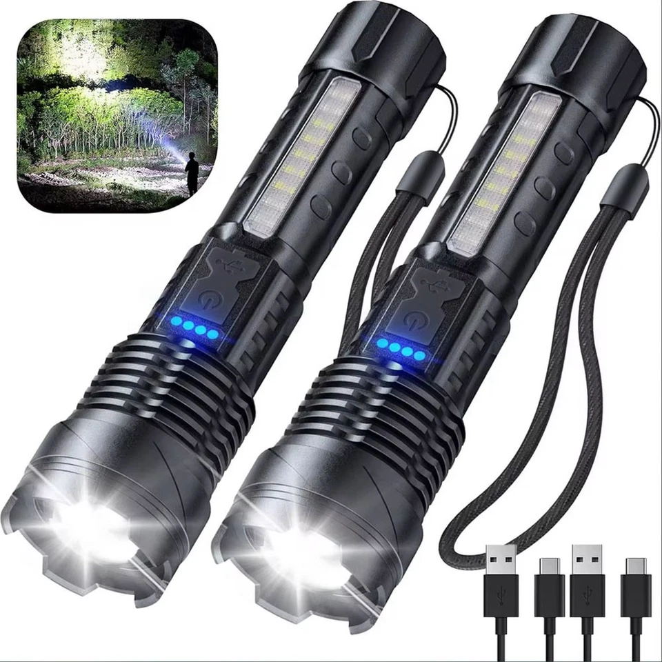 MARKENLOS 2Stk Extrem Hell 99000000LM Taschenlampe Taktische Polizei Aufladbar LED Fackel