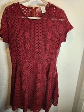 American Rag Red Textured Dress Sz XX Large Crochet Minimalist Lined
