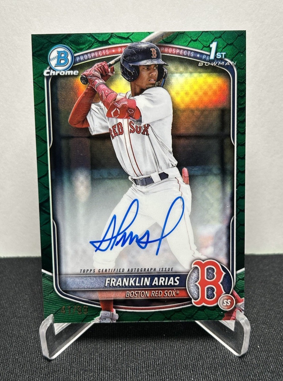 2025 Bowman Chrome Franklin Arias 1st Green Reptilian Auto /99 Boston Red Sox