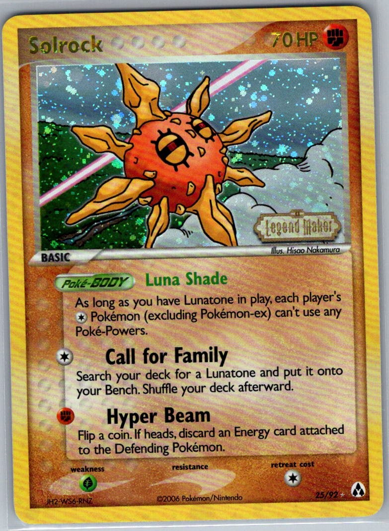 Solrock 25/92 Reverse Holo Legend Maker - Pokemon Card - NM