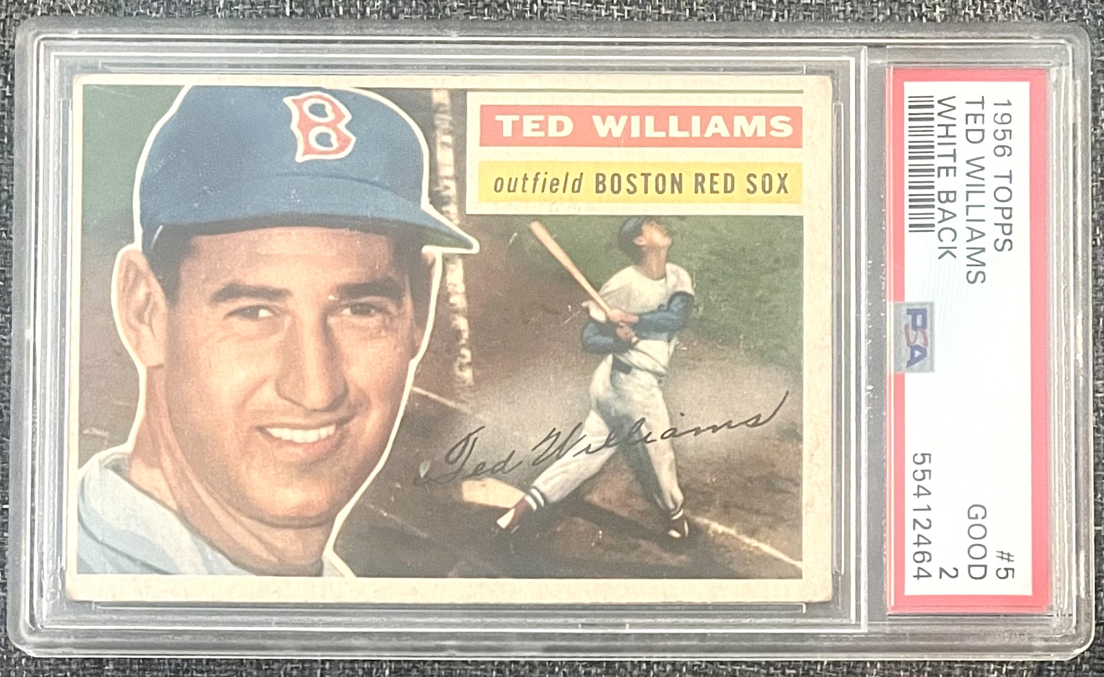 1956 Topps # 5 TED WILLIAMS - PSA 2 - WHITE BACK BOSTON RED SOX