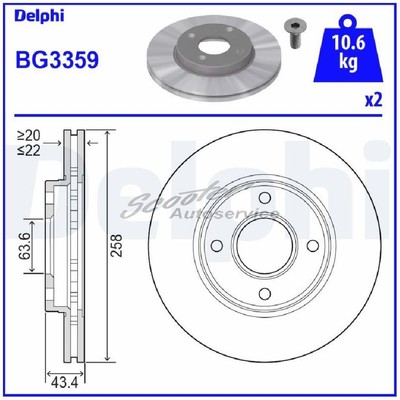 2x Delphi Bremsscheibe vorne für Ford Streetka RL2 Mazda 2 DY | 111466